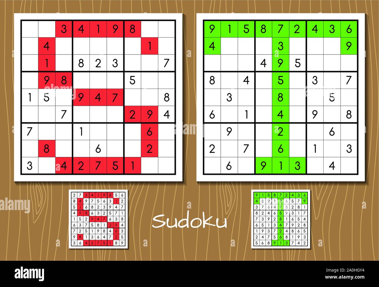 Jeu de Sudoku avec des réponses. Les lettres S, T Illustration de Vecteur