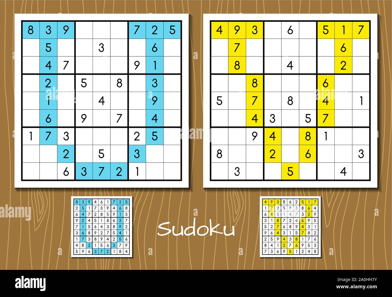 Jeu de Sudoku avec des réponses. Les lettres U, V Illustration de Vecteur
