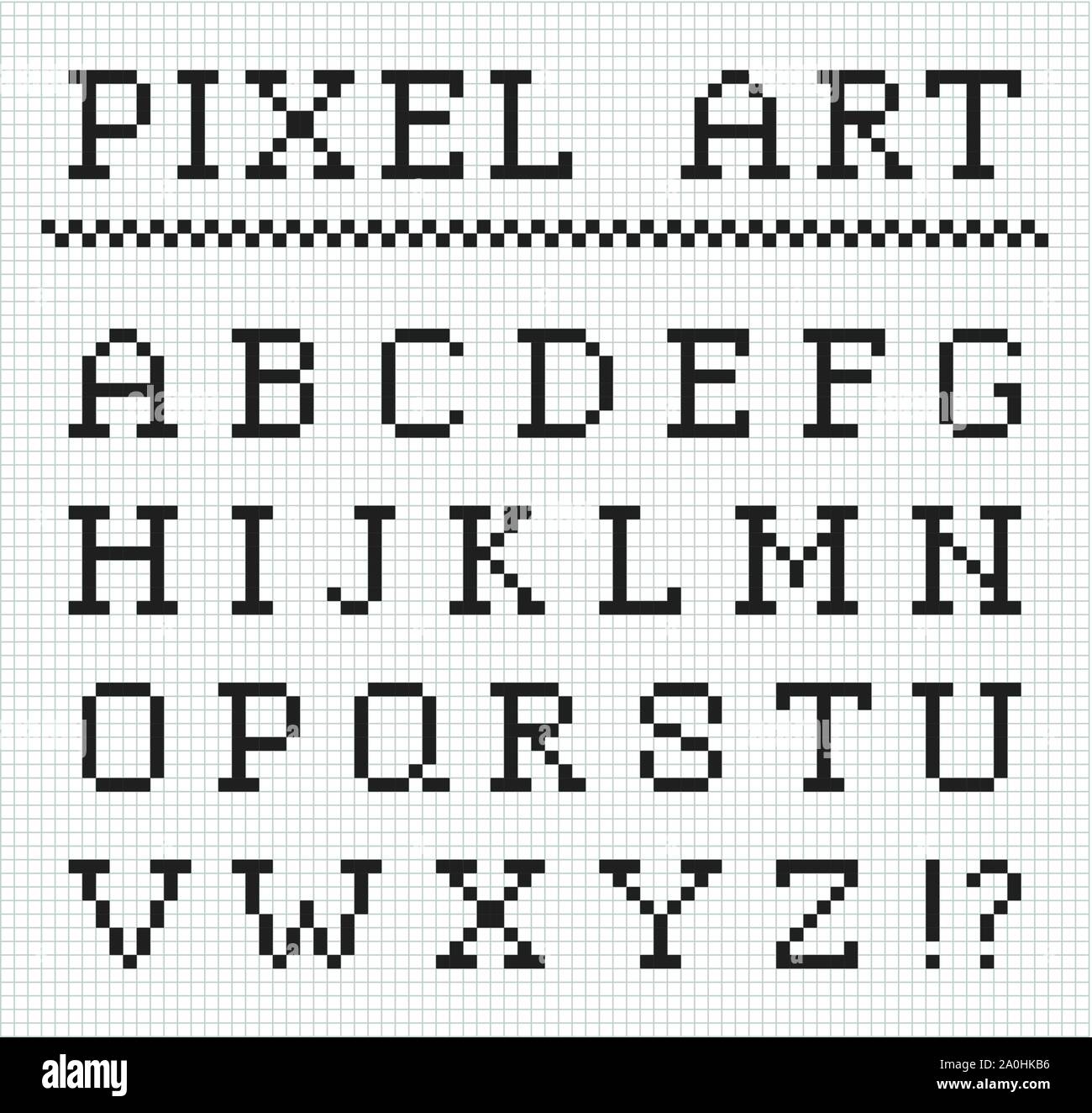Pixel font. Ensemble de lettres pixel vectoriel Illustration de Vecteur