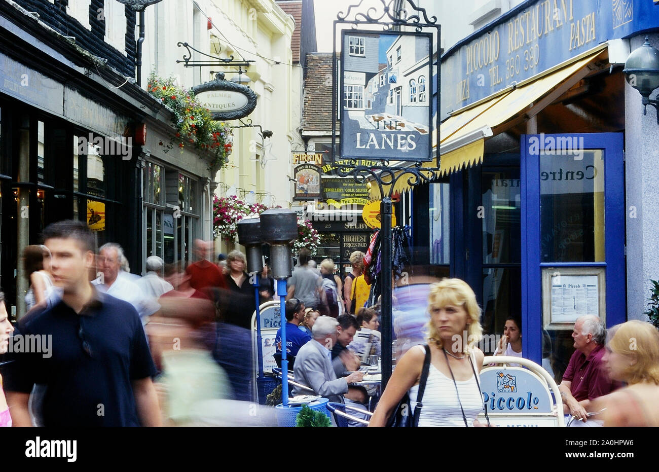 Les ruelles, Brighton, East Sussex, Angleterre, Royaume-Uni. Circa 1980 Banque D'Images