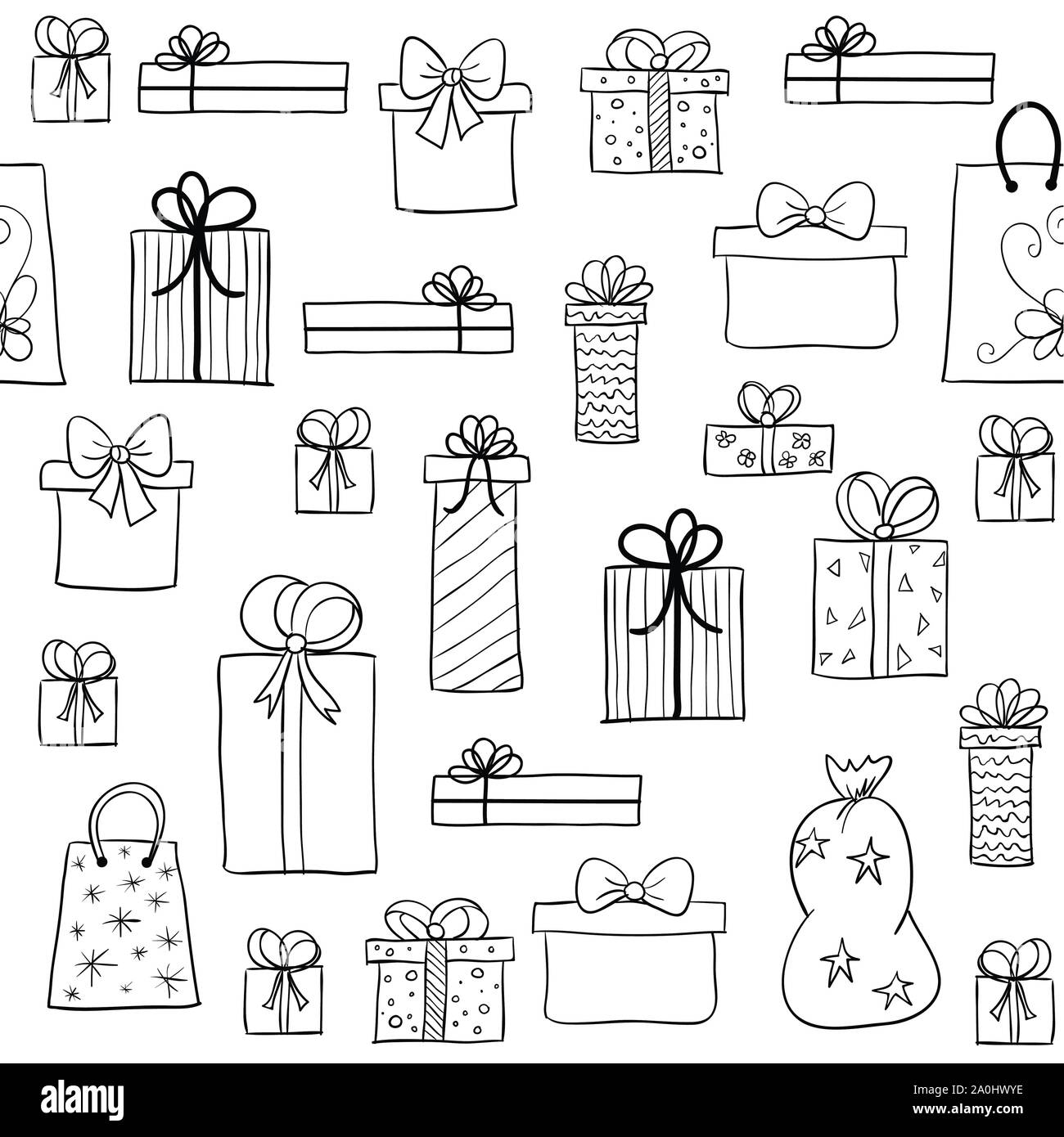 Motif de Noël avec des cadeaux faits à la main Illustration de Vecteur