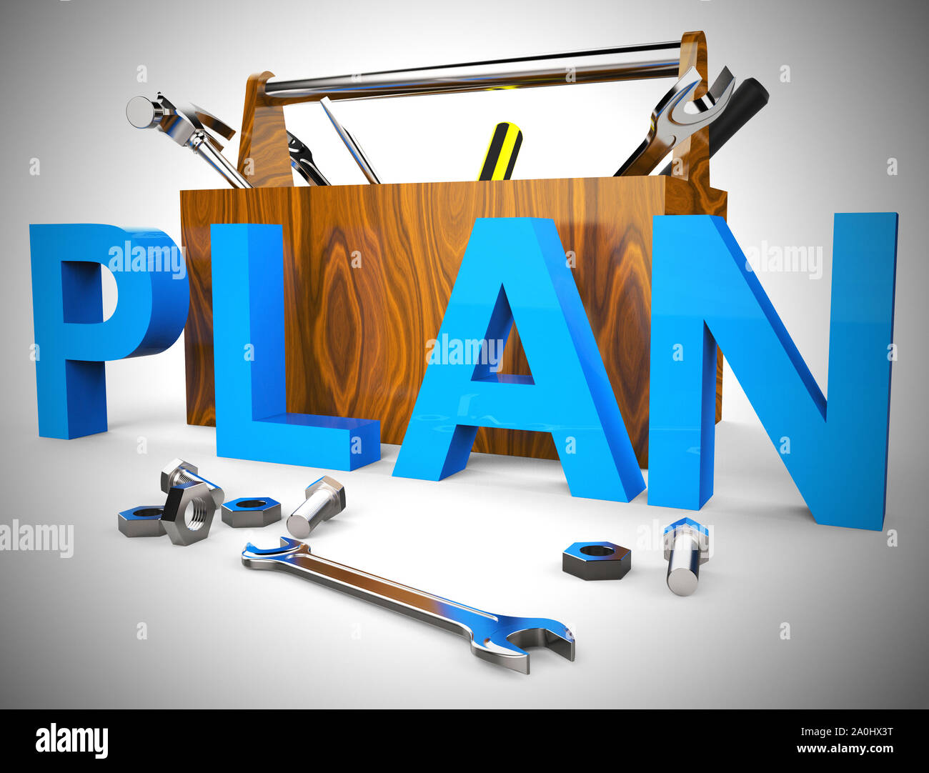 Concept Plan icône signifie que la préparation et l'organisation d'un projet. Plan d'arrangements ou les objectifs stratégiques - 3d illustration Banque D'Images