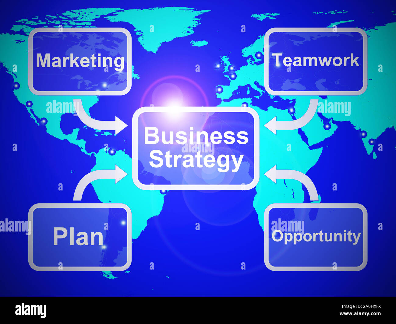 Stratégie d'entreprise ou stratagème est important pour la croissance de l'entreprise. Une stratégie avec prévoyance pour la prospérité et la réussite - 3d illustration Banque D'Images