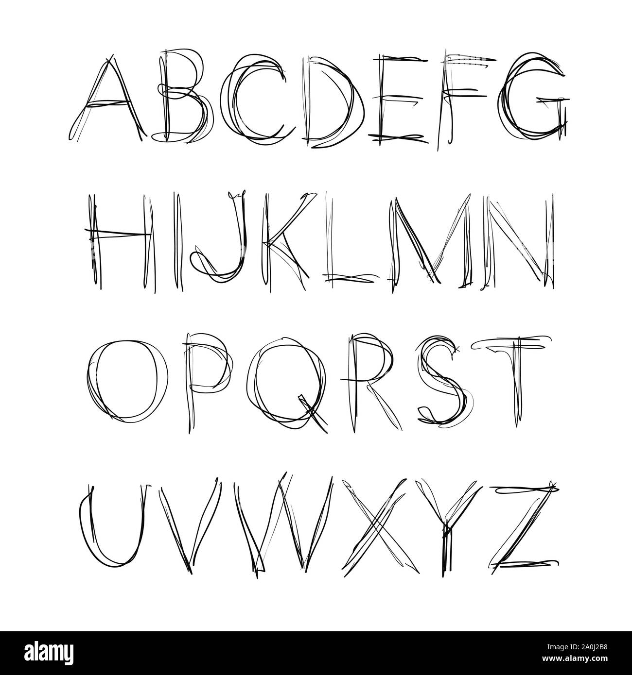 Alphabet dessiné à la main Illustration de Vecteur