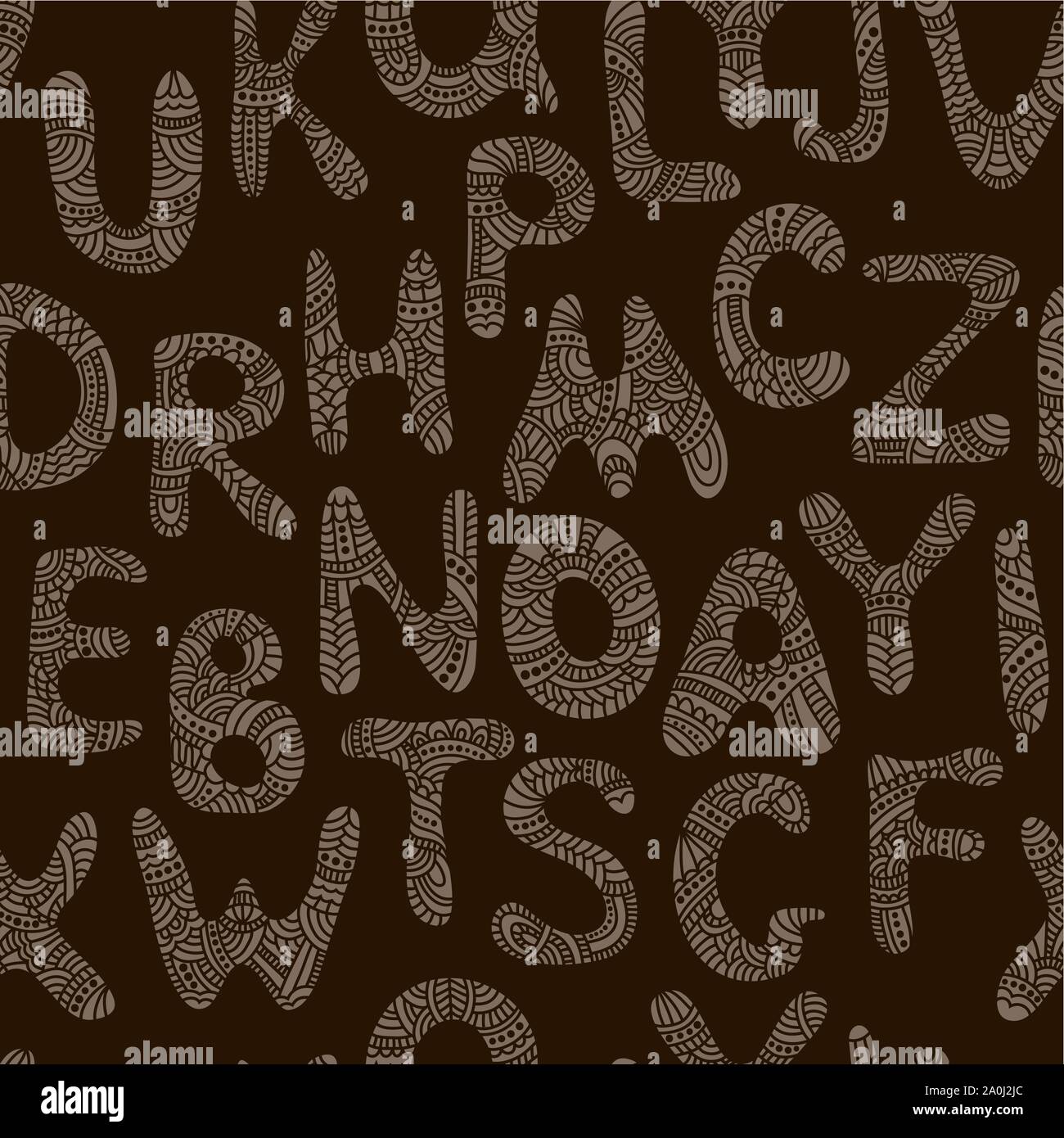 Motif tribal transparente avec zentangle lettres Illustration de Vecteur