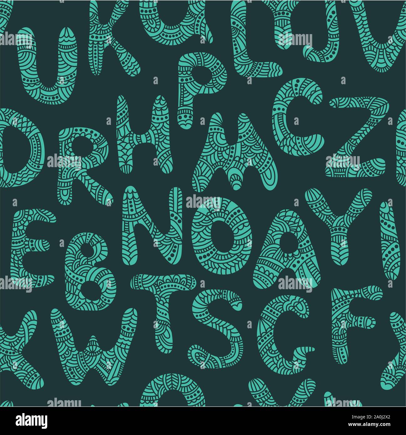 Modèle sans couture avec à la main des lettres drôles Illustration de Vecteur