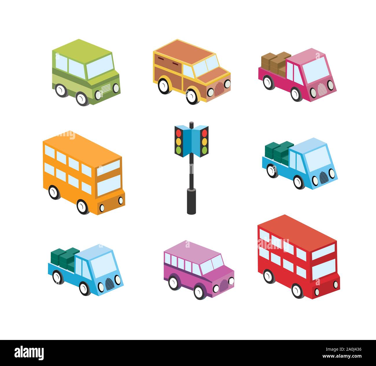 Jeu de taxi isométrique Illustration de Vecteur