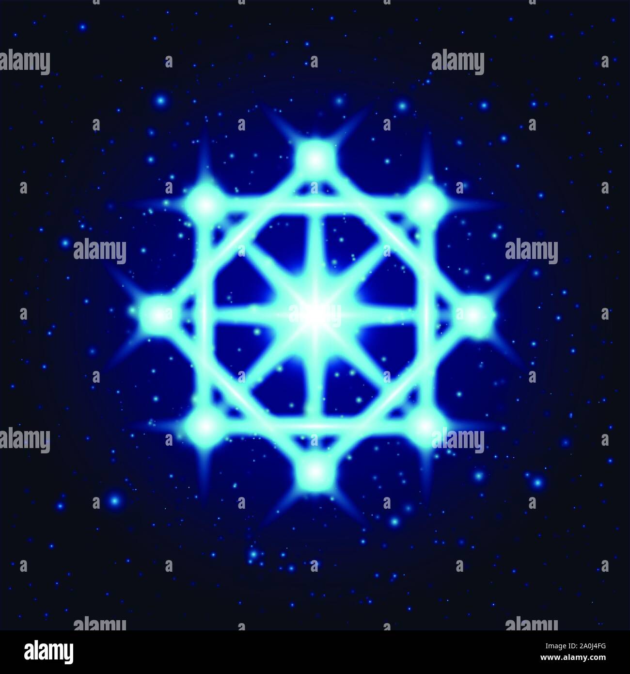 Shine bleu vecteur symbole spirituel. La géométrie sacrée Illustration de Vecteur