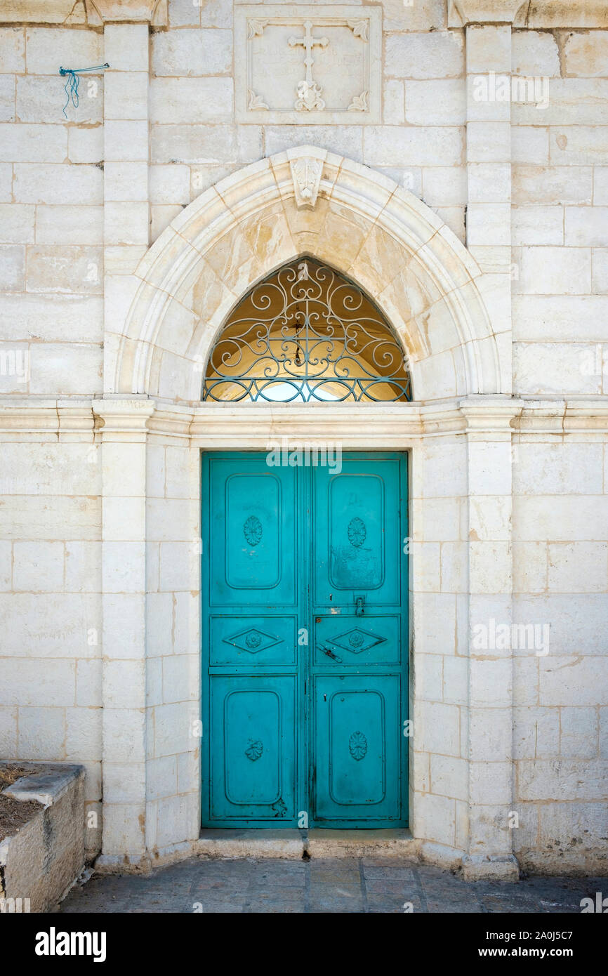 La Palestine, Cisjordanie, Bethléem. Porte d'un bâtiment historique dans la vieille ville. Banque D'Images