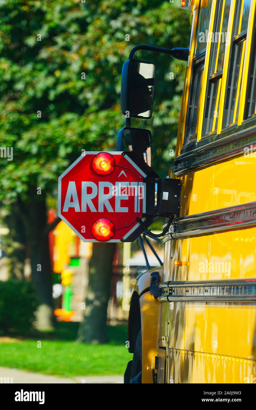 Montréal,Québec,Canada,septembre 18,2019.Stop extraite sur bus scolaire à Montréal,Québec,Canada.Credit:Mario Beauregard/Alamy News Banque D'Images