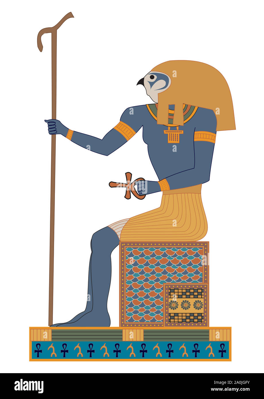 Hiéroglyphes de l'Égypte ancienne - Dieu nommé Horus Banque D'Images