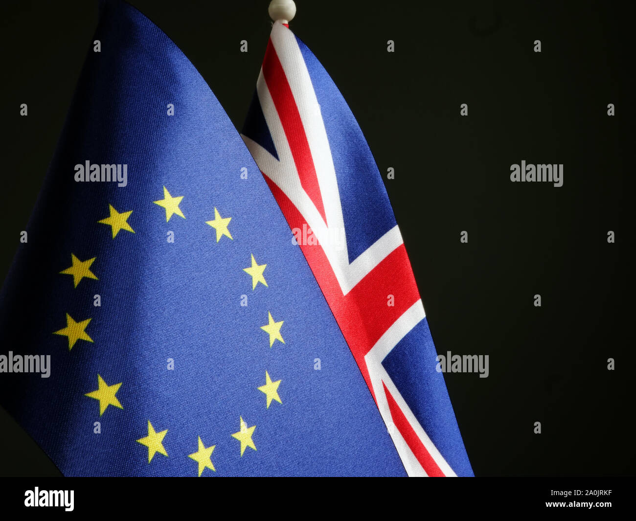Concept Brexit Grande-bretagne et drapeaux de l'UE. Banque D'Images
