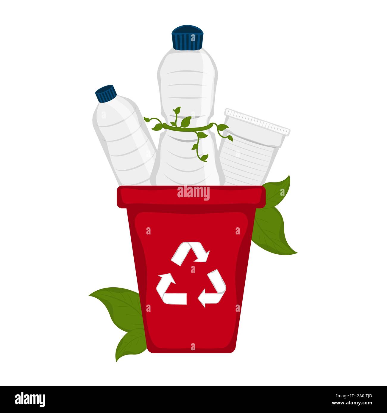 Bac de recyclage de bouteilles et en papier. Concept de recyclage - Vector Illustration de Vecteur