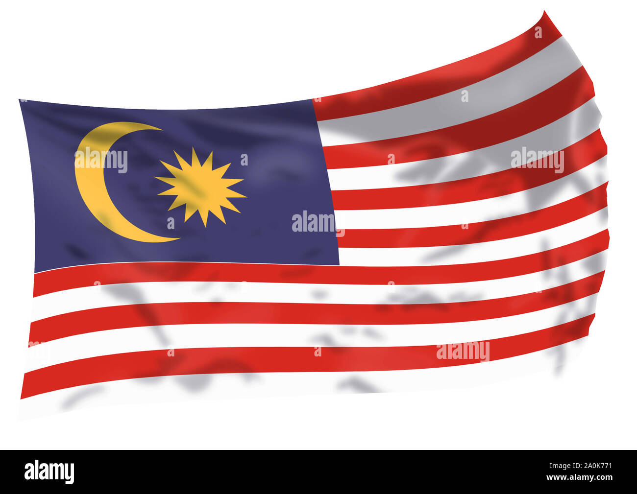 La Malaisie drapeaux dans le vent. Banque D'Images