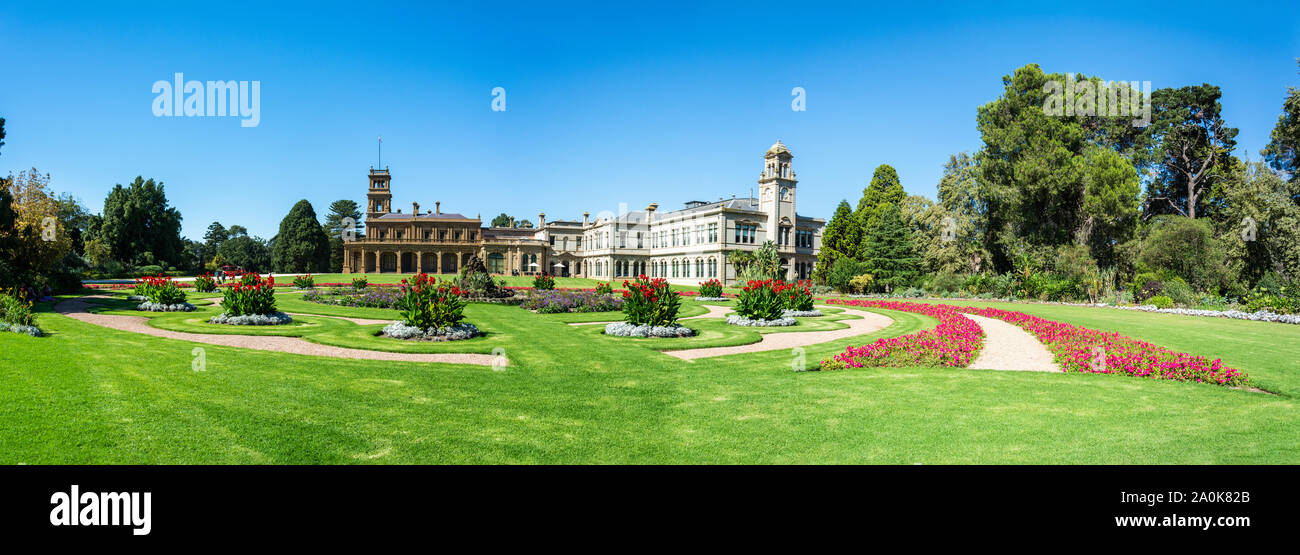 Werribee, Victoria, Australie - le 19 mars 2017. Vue extérieure de la Werribee Park Mansion à Victoria, en Australie. Banque D'Images