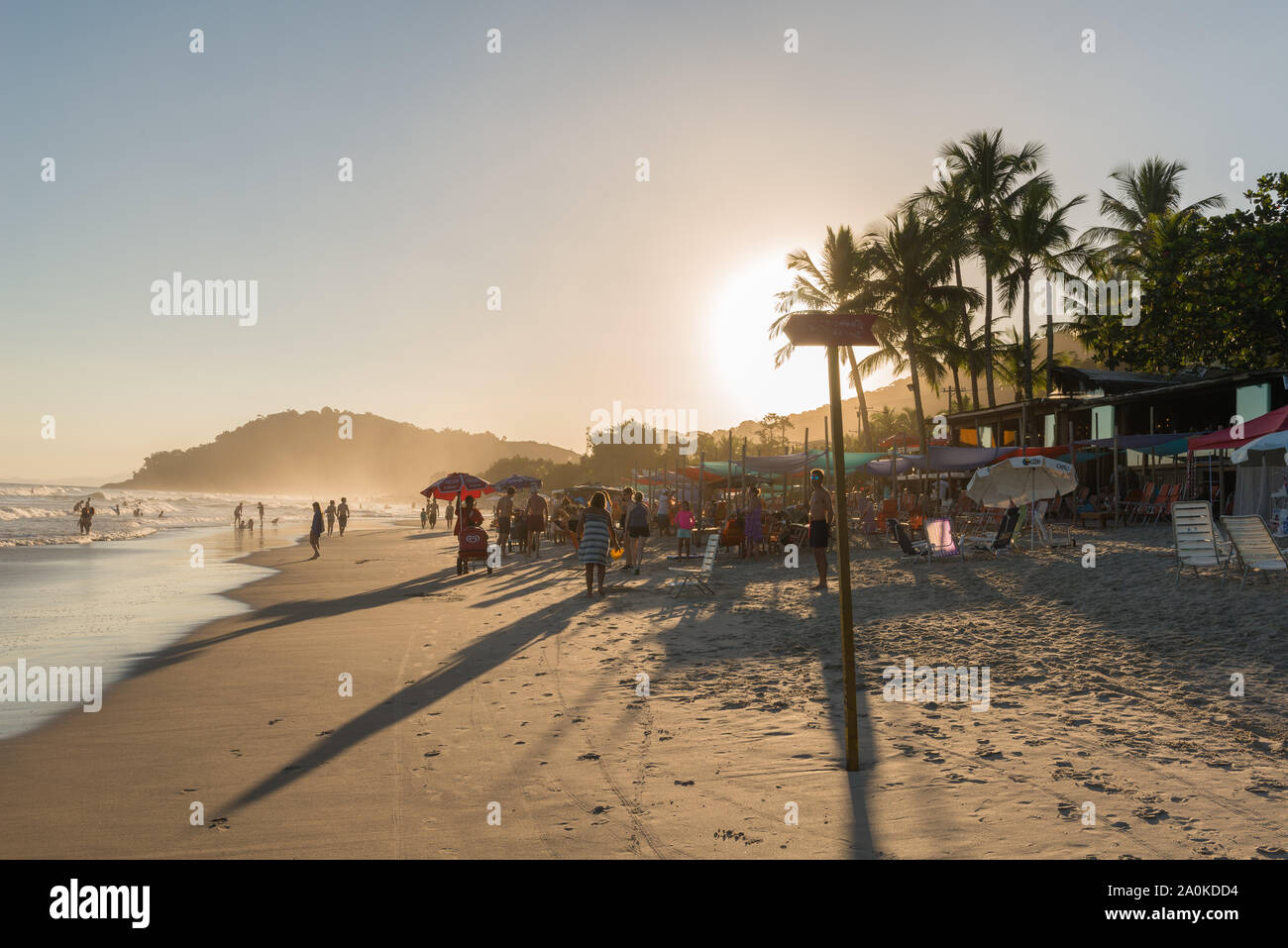 Juqueí, Praia de Juqueí, São Sebastião, São Paulo, week-end populaire resort, plage, Océan Atlantique, l'état de São Paulo, Brésil, Amérique Latine Banque D'Images