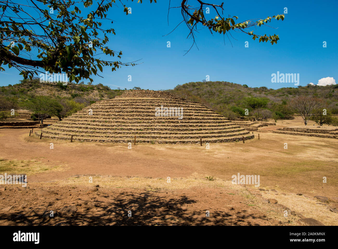 Les ruines antiques de la zone archéologique de Guachimontones, de Teuchitlan, Jalisco, Mexique. Banque D'Images