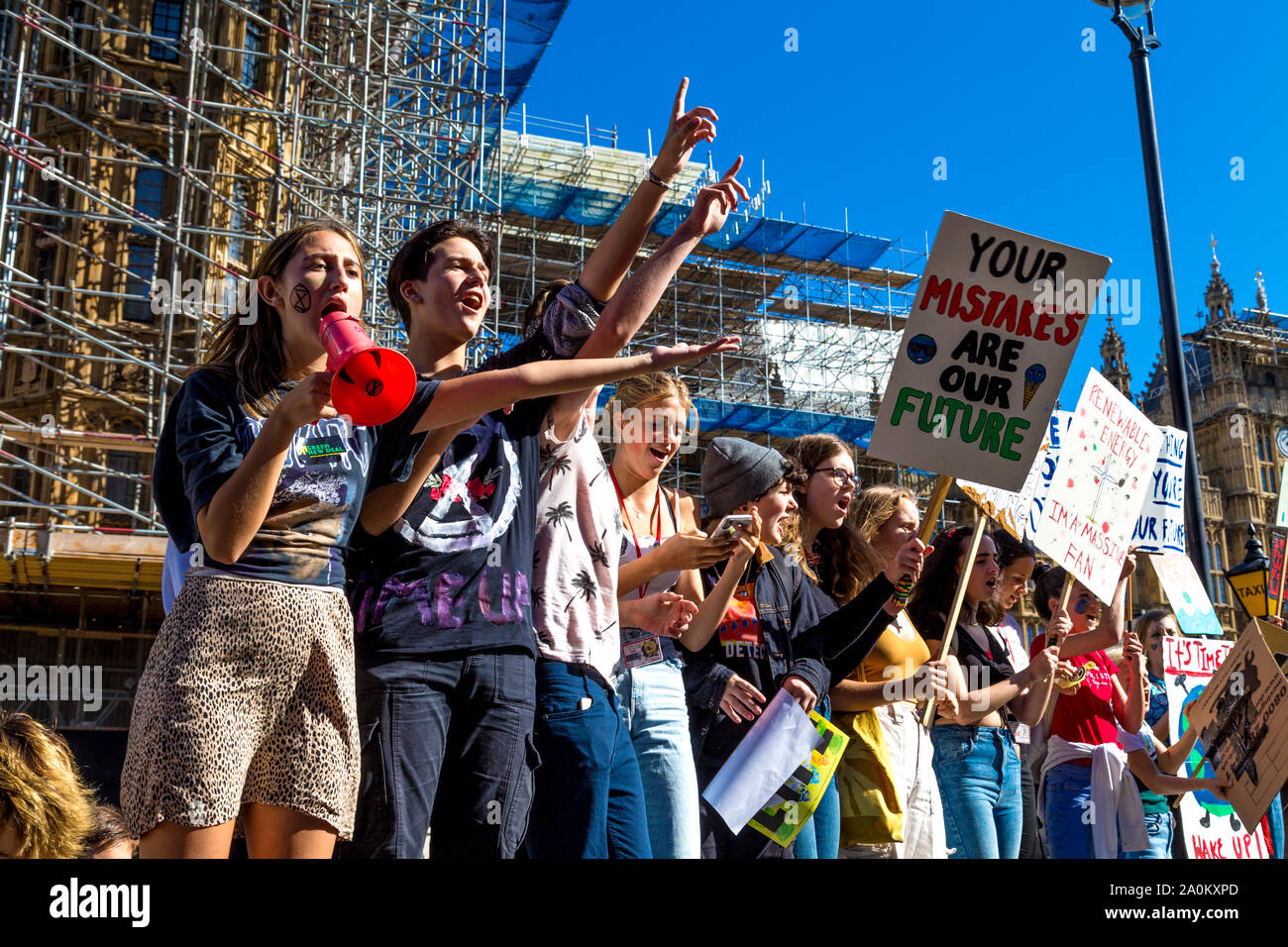 20 septembre 2019, Londres, Royaume-Uni - le climat mondial grève dans Westminster Banque D'Images