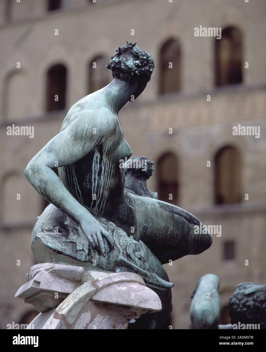 NEREIDA - DETALLE DE LA FUENTE DE NEPTUNO - 1575 - MANIERISMO ITALIANO - ESCULTURA EN BRONCE. Auteur : Bartolomeo Ammannati. Lieu : extérieur. Florenz. ITALIA. Banque D'Images