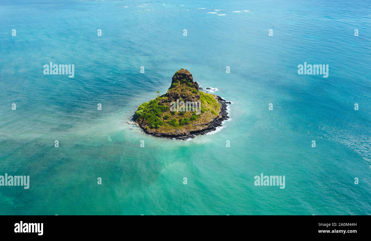 Une vue aérienne de Mokoli'i, Hawaii, USA Banque D'Images