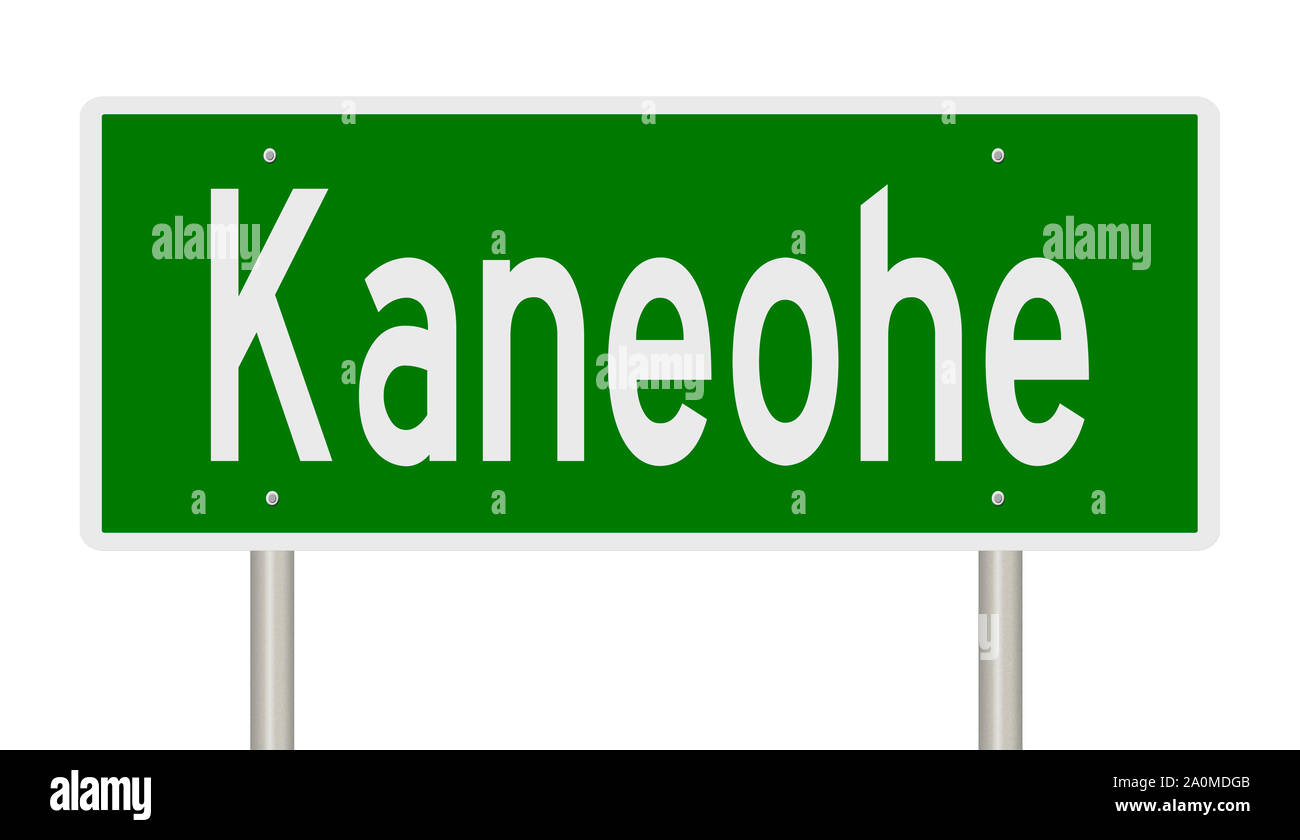 Rendu d'un panneau vert pour Hawaï Kaneohe Banque D'Images