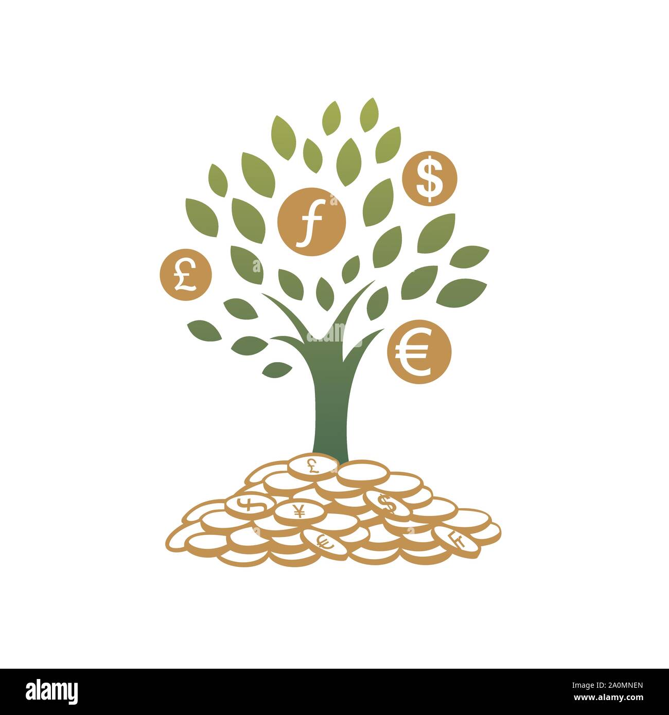 Arbre d'argent logo vector illustration vecteur simbol signe design Illustration de Vecteur