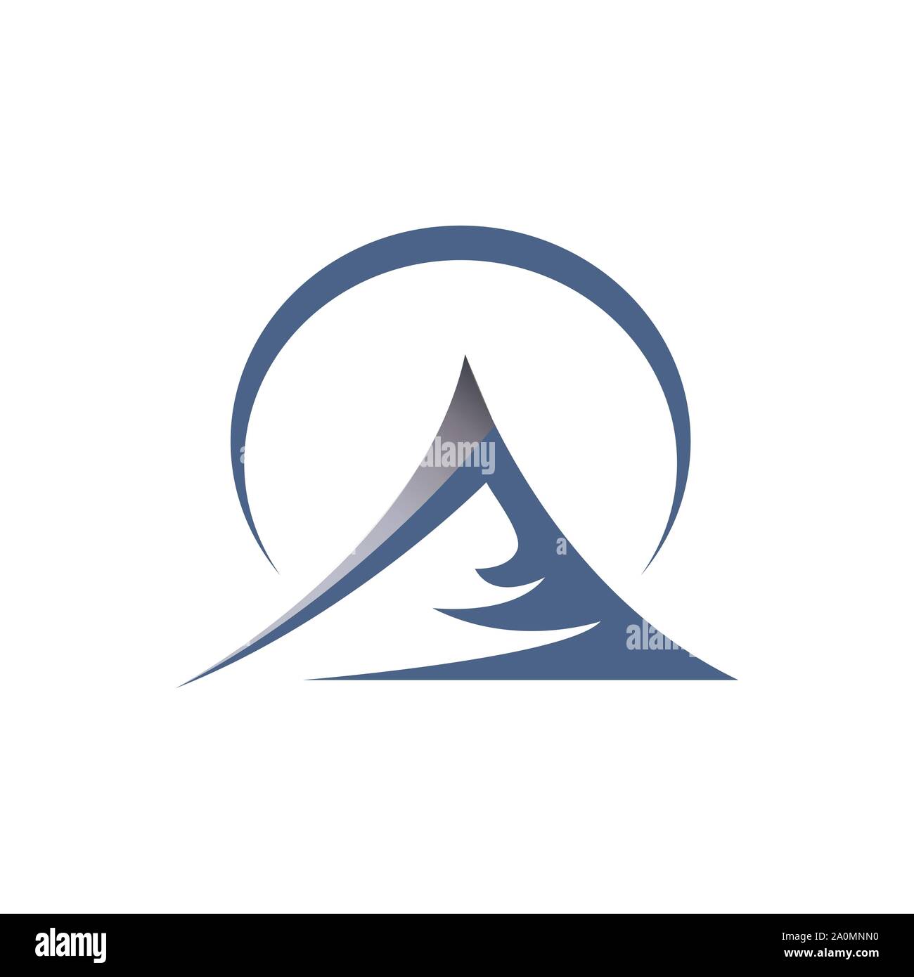 Cercle courbe avec la montagne simple logo design vector illustration Illustration de Vecteur