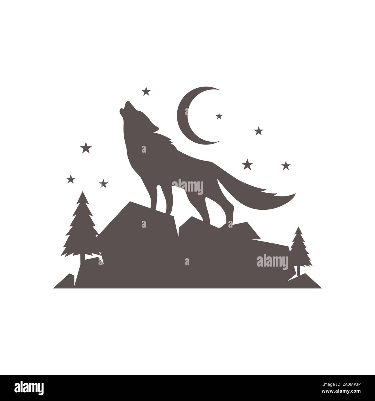 Un loup solitaire logo design background vector concept illustration Illustration de Vecteur