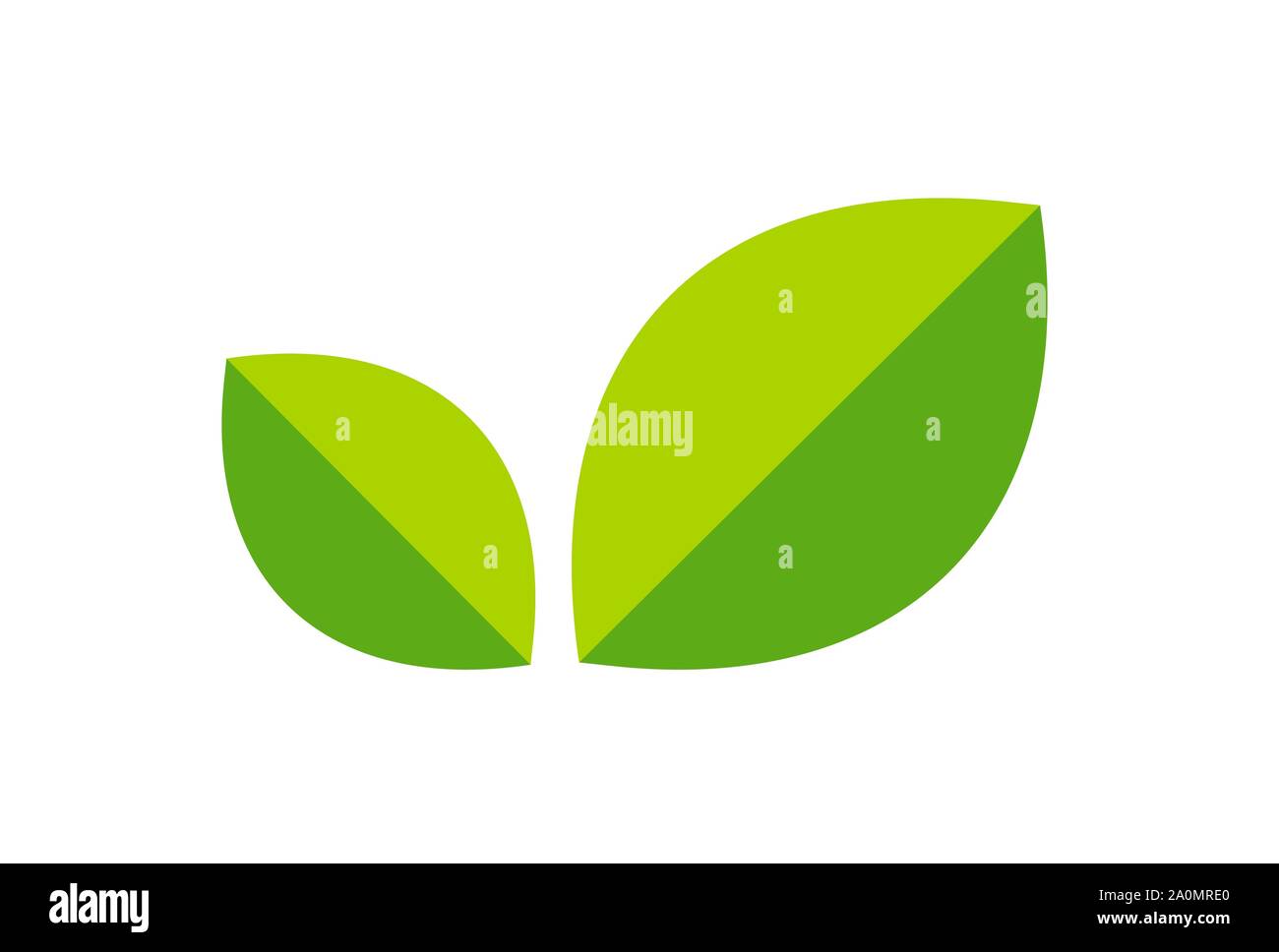 Logo avec feuilles, feuillage vert Icône dans un style minimaliste. Vector illustration pour eco produit naturel isolé sur fond blanc. Plateau panneau pour site web Illustration de Vecteur