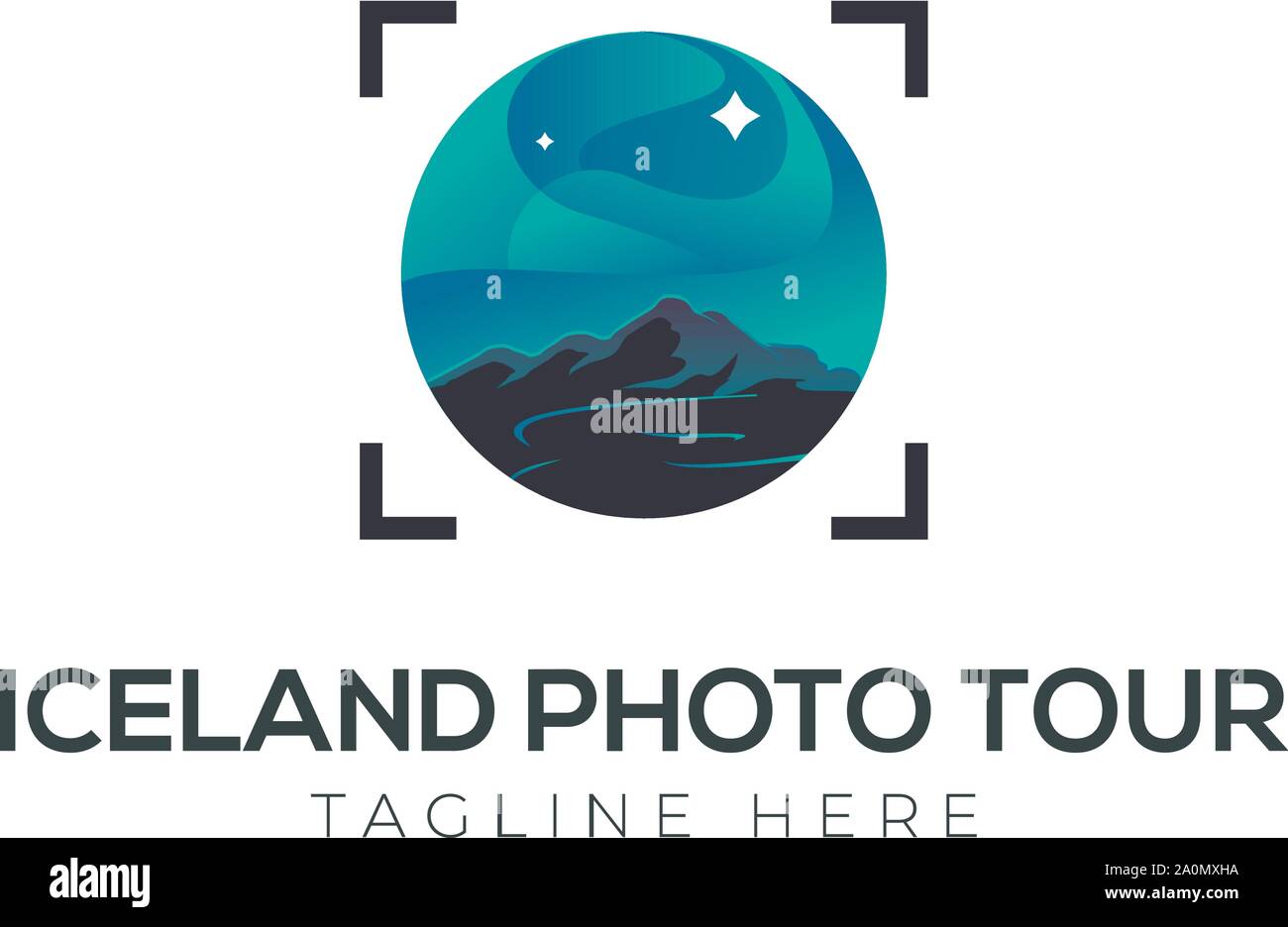 Iceland photo Tour for Travel logo Illustration de Vecteur