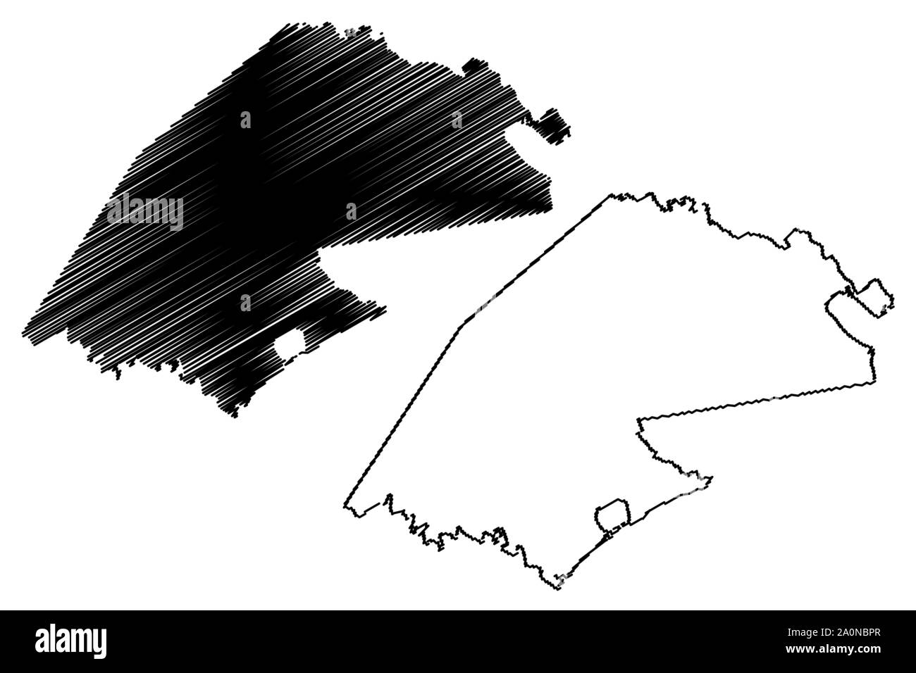 Refugio County, Texas (comtés au Texas, États-Unis d'Amérique,USA, États-Unis, US) map vector illustration gribouillage, croquis Refugio site Illustration de Vecteur