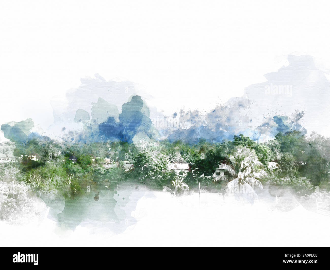 Abstract colorful pic de montagne et paysage arbre sur fond peinture illustration à l'aquarelle. Banque D'Images Abstract colorful pic de montagne et paysage arbre sur fond peinture illustration à l'aquarelle. Banque D'Images