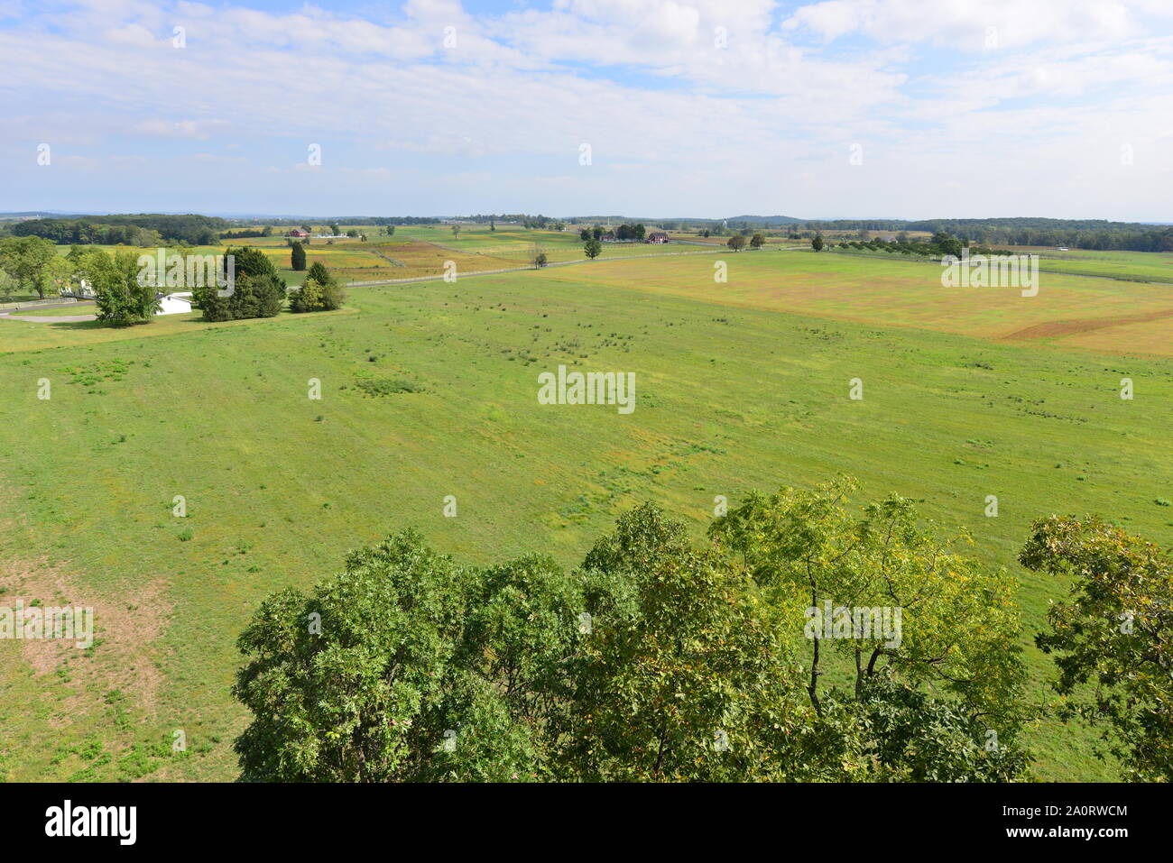 Gettsyburg la vue de la bataille qui a eu lieu du 3 juillet 1863. Banque D'Images