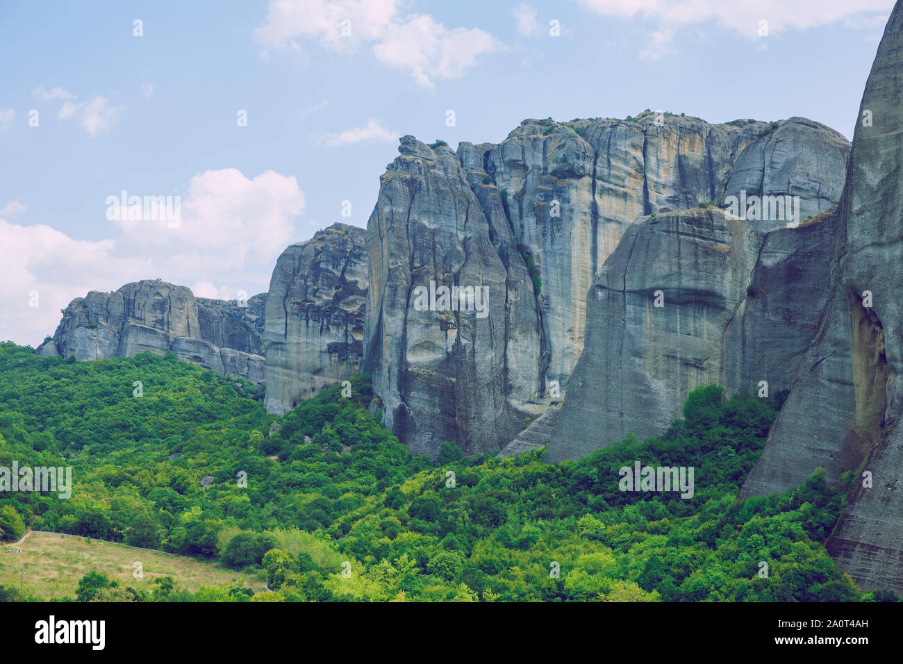 Les météores de la ville, République grecque. Grandes montagnes et des lieux de culte et sanctuaires. 12. Septembre 2019. Photos de voyage. Banque D'Images
