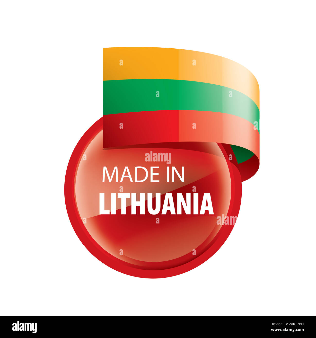 Drapeau de la Lituanie, vector illustration sur fond blanc Banque D'Images