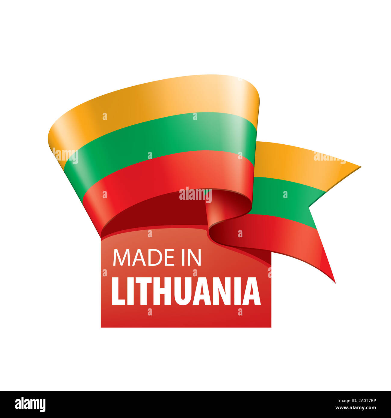 Drapeau de la Lituanie, vector illustration sur fond blanc Banque D'Images