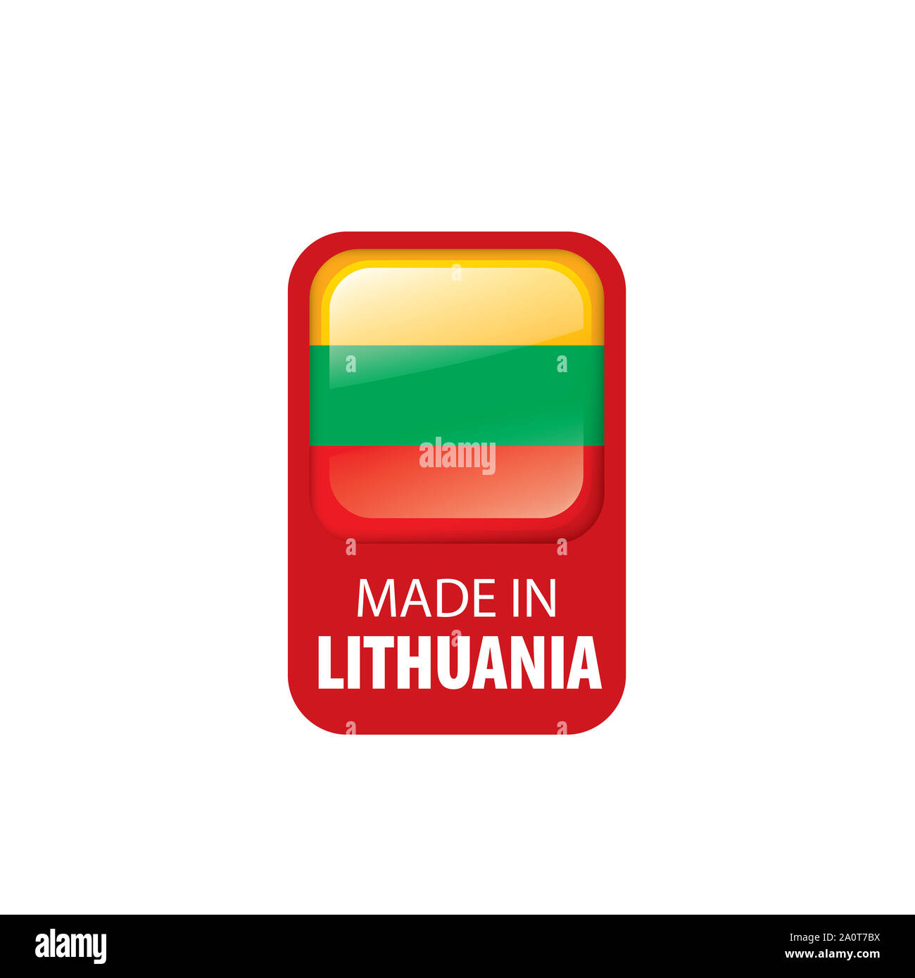 Drapeau de la Lituanie, vector illustration sur fond blanc Banque D'Images