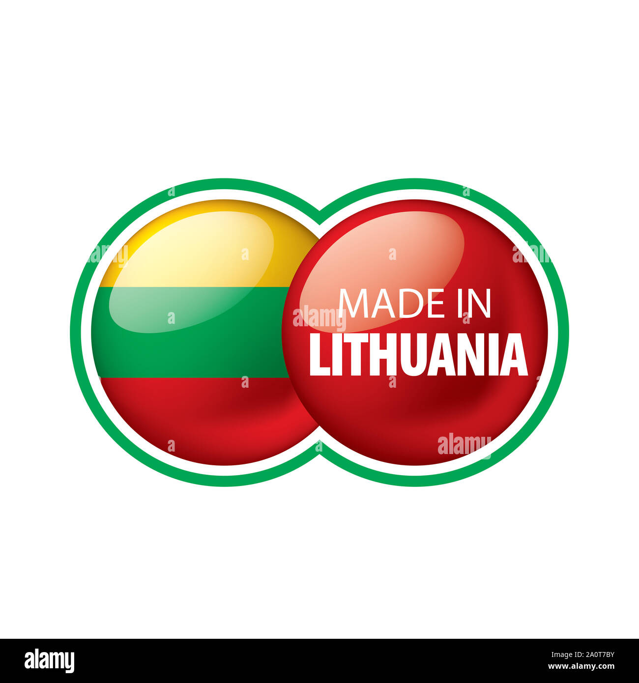 Drapeau de la Lituanie, vector illustration sur fond blanc Banque D'Images