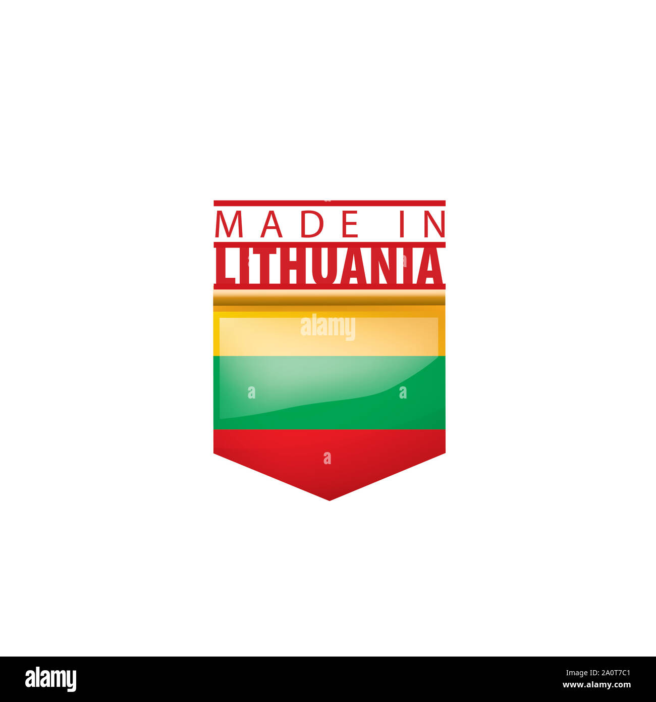 Drapeau de la Lituanie, vector illustration sur fond blanc Banque D'Images