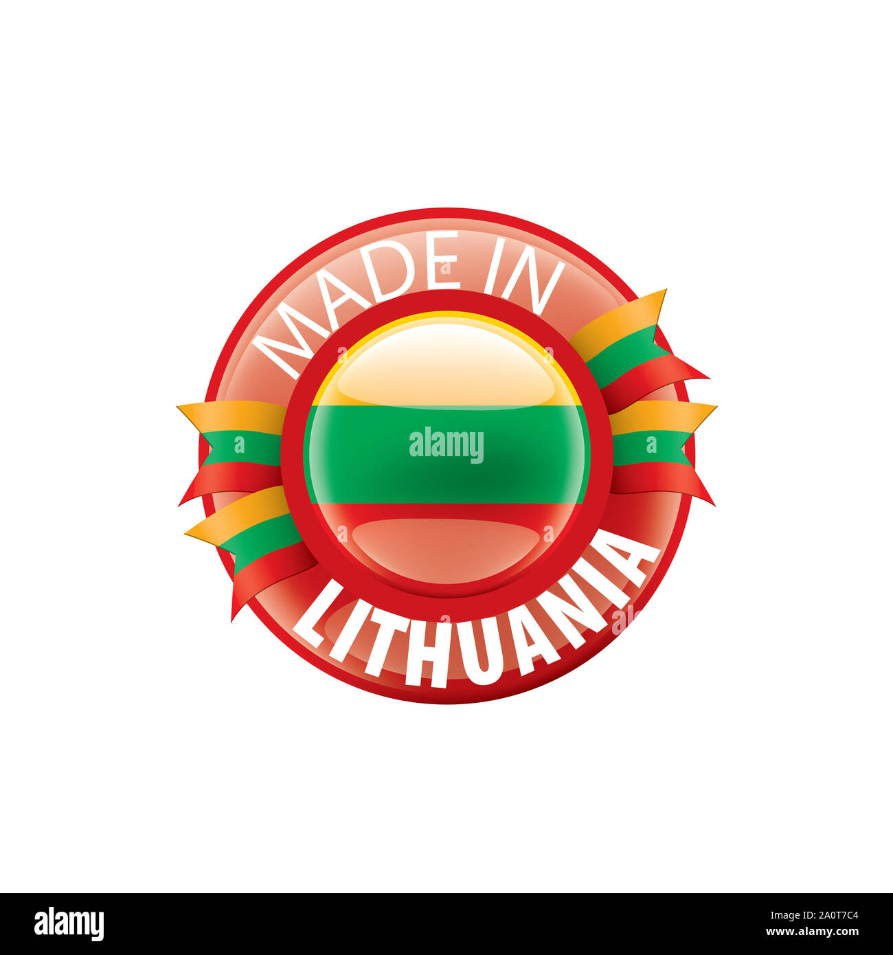 Drapeau de la Lituanie, vector illustration sur fond blanc Banque D'Images