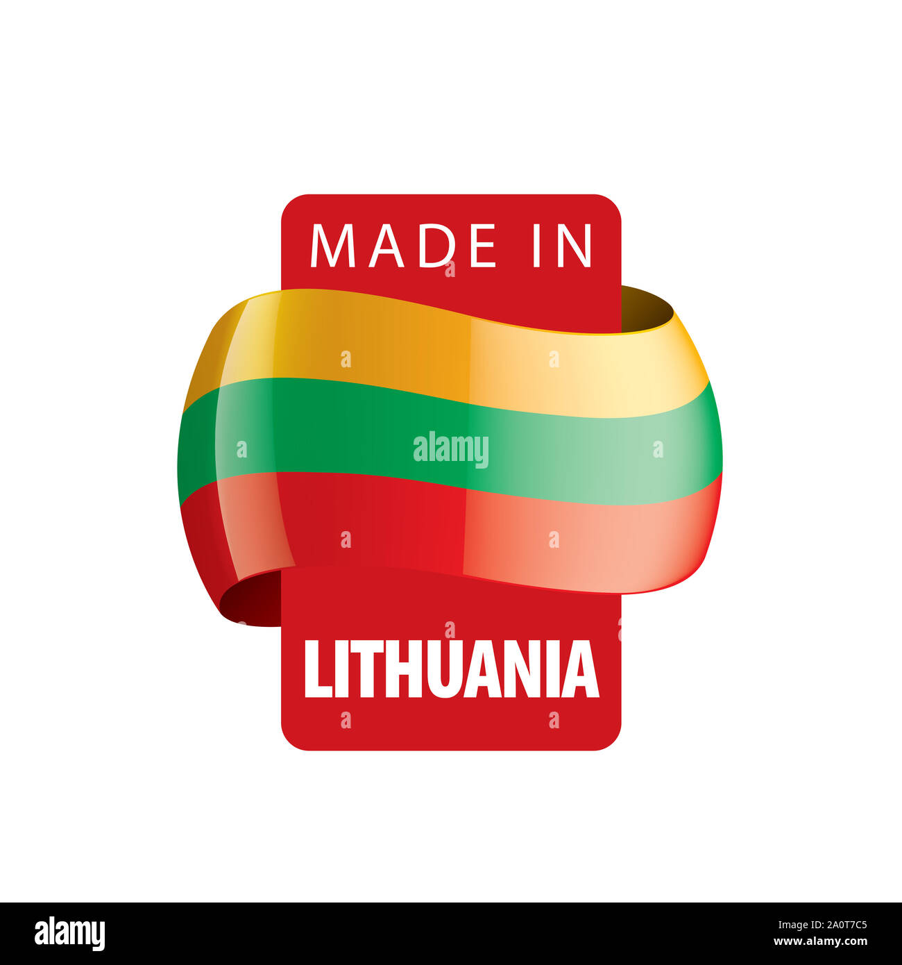 Drapeau de la Lituanie, vector illustration sur fond blanc Banque D'Images