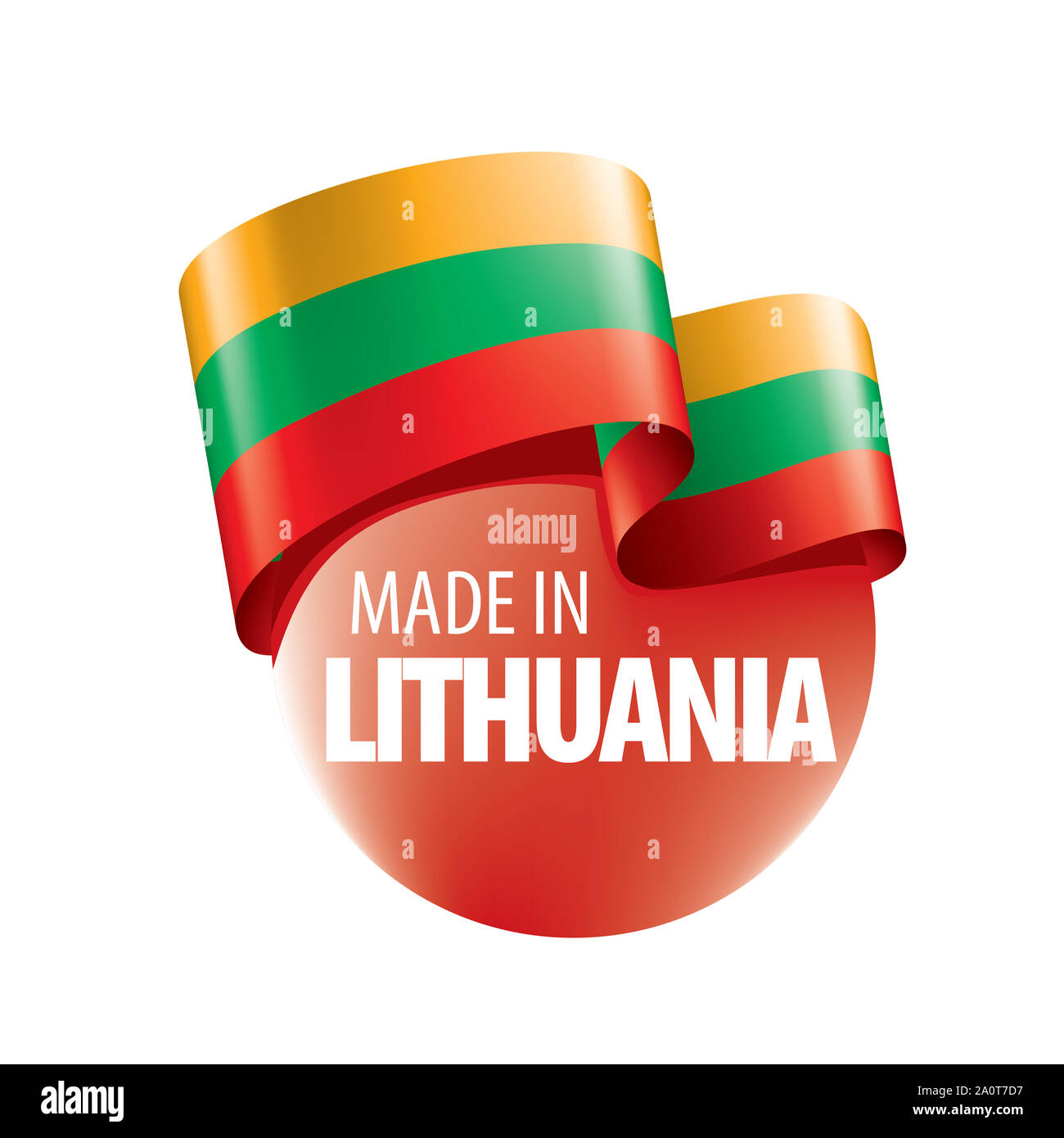 Drapeau de la Lituanie, vector illustration sur fond blanc Banque D'Images