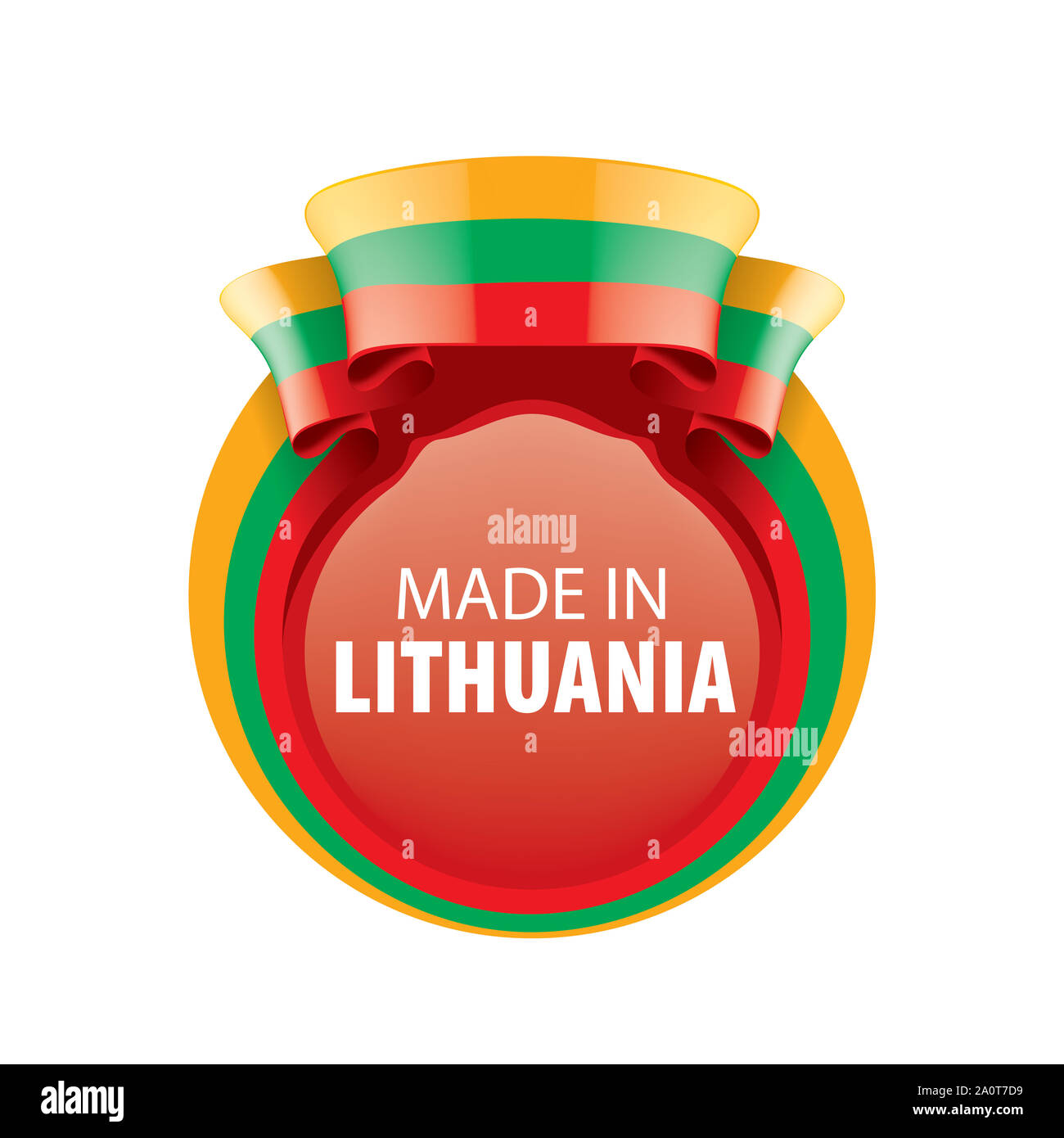 Drapeau de la Lituanie, vector illustration sur fond blanc Banque D'Images