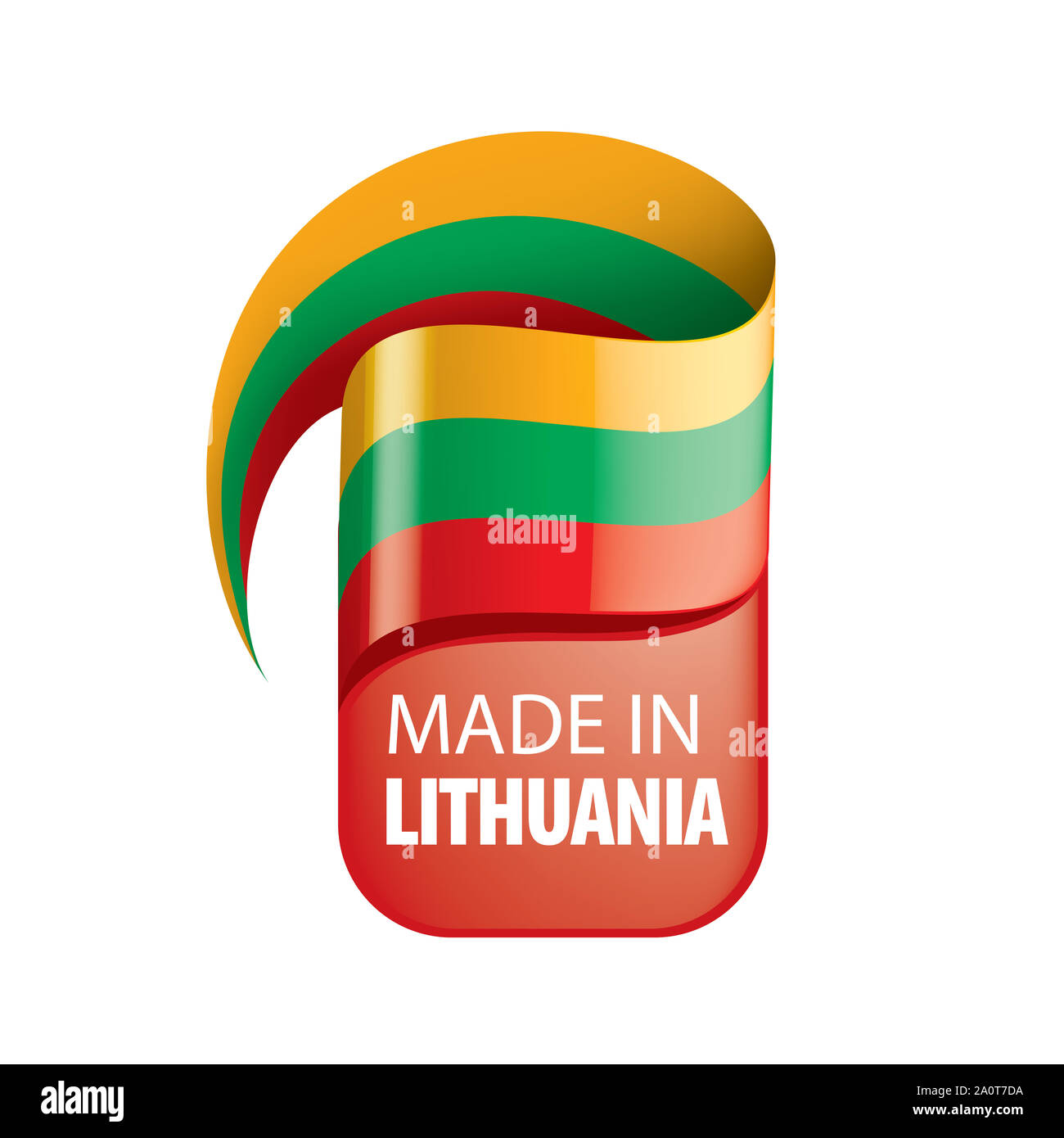 Drapeau de la Lituanie, vector illustration sur fond blanc Banque D'Images