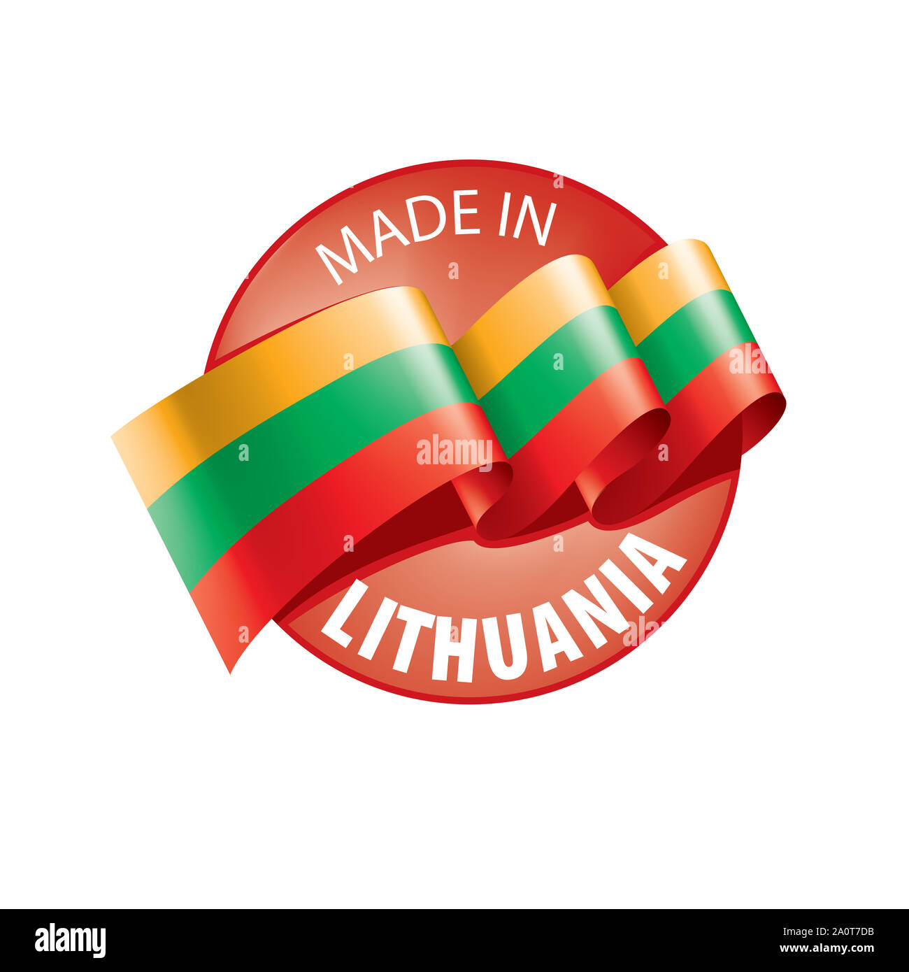 Drapeau de la Lituanie, vector illustration sur fond blanc Banque D'Images