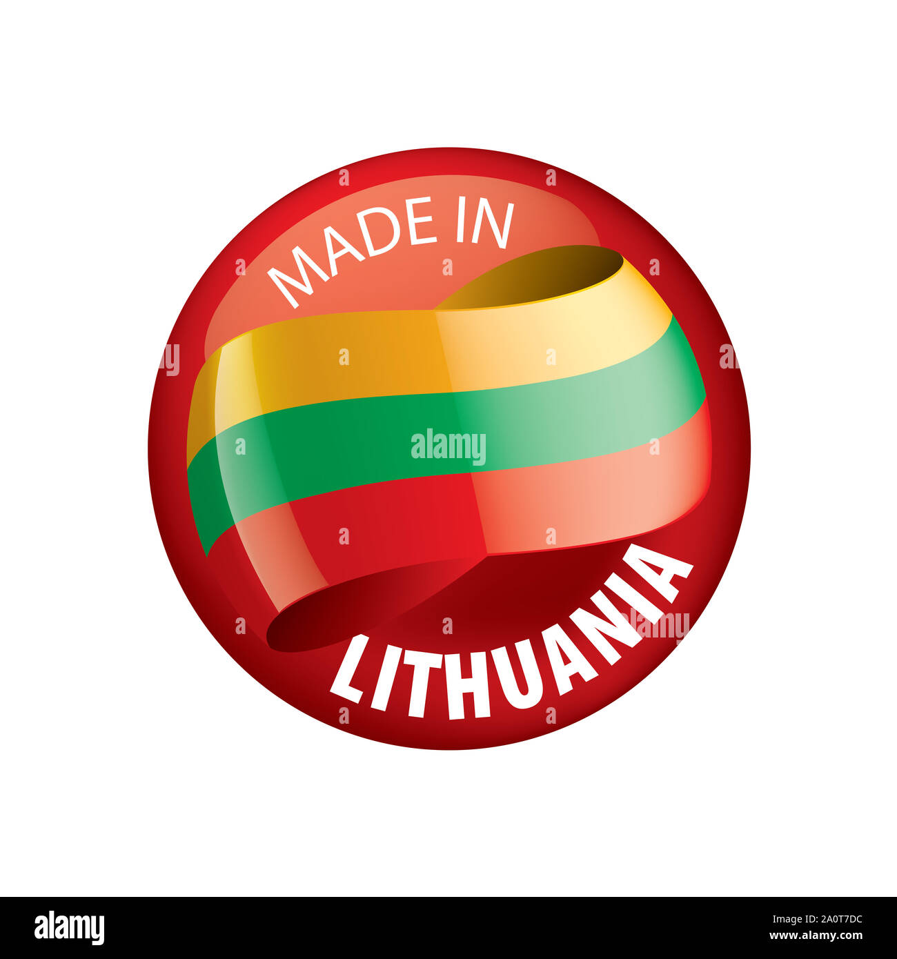 Drapeau de la Lituanie, vector illustration sur fond blanc Banque D'Images