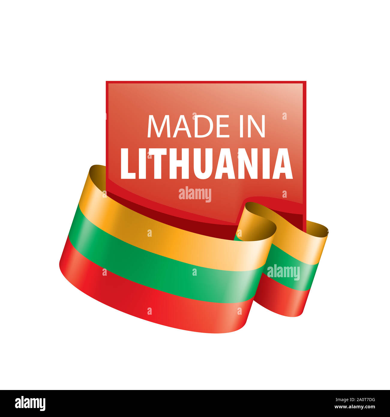 Drapeau de la Lituanie, vector illustration sur fond blanc Banque D'Images