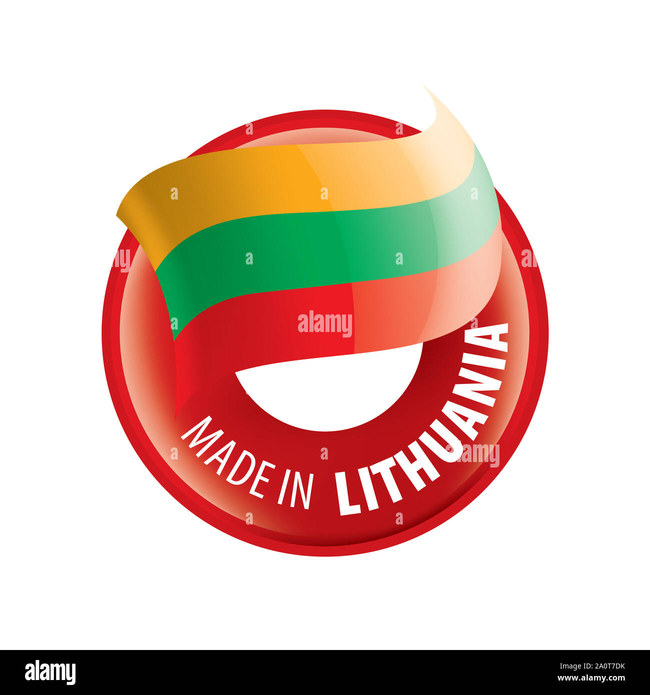 Drapeau de la Lituanie, vector illustration sur fond blanc Banque D'Images