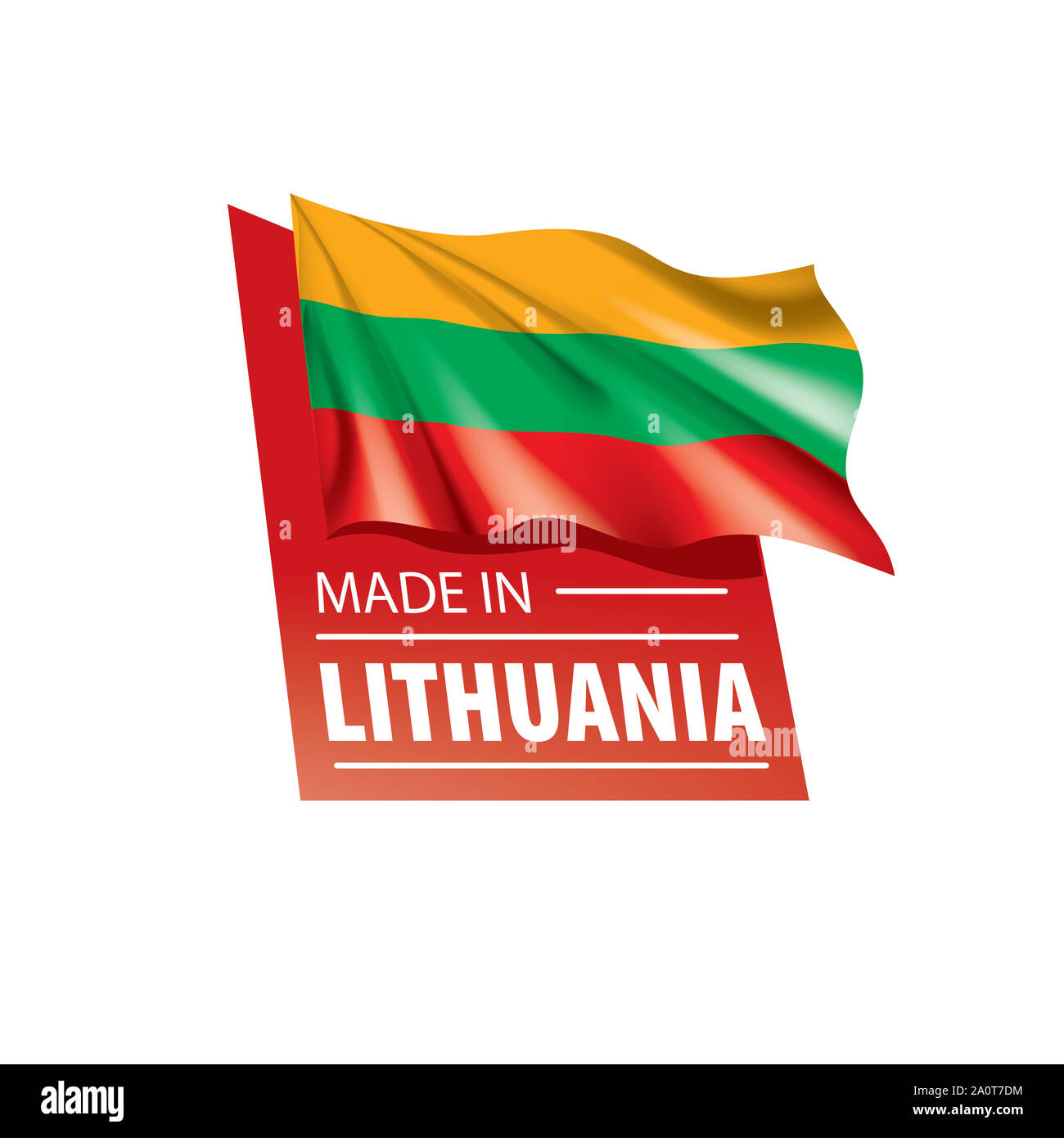 Drapeau de la Lituanie, vector illustration sur fond blanc Banque D'Images