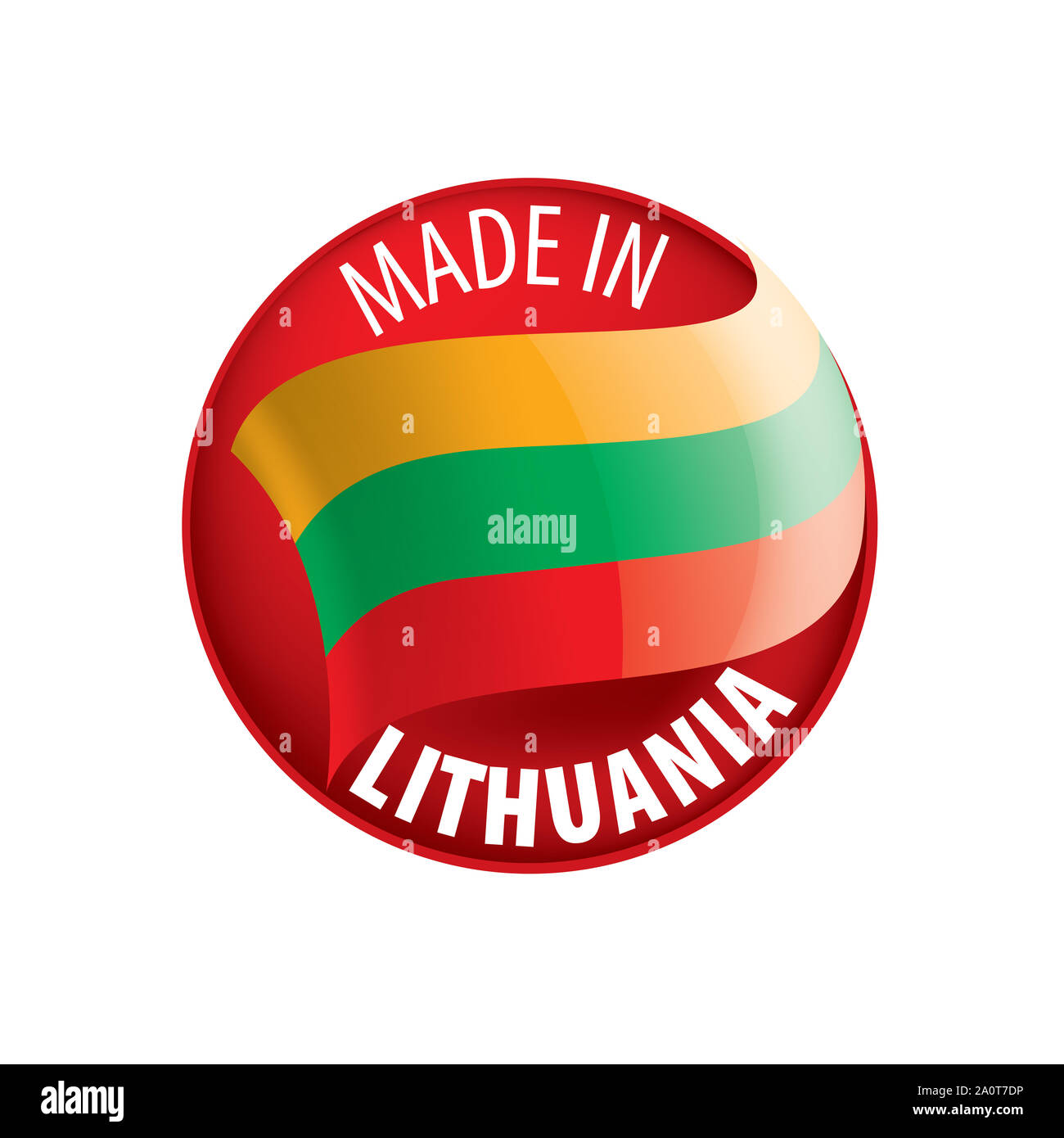 Drapeau de la Lituanie, vector illustration sur fond blanc Banque D'Images